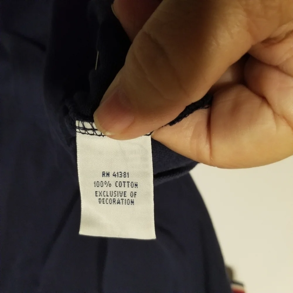 Ralph Lauren Polo Shirt Navy Blue and Red Trim M XL